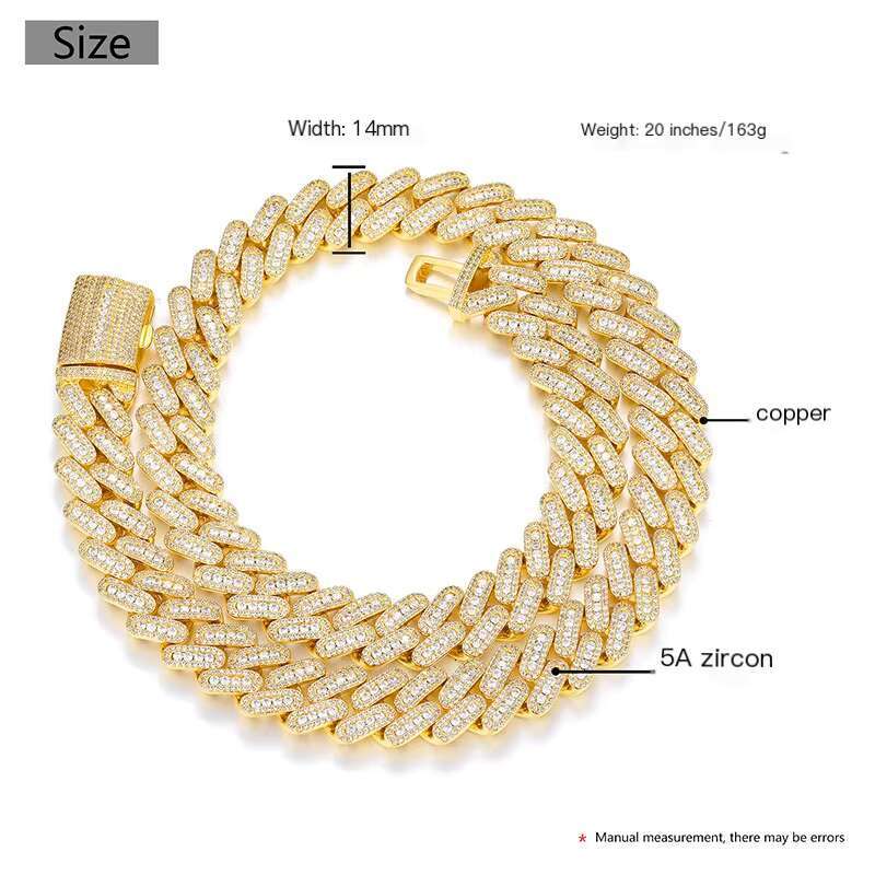 Elegant Womens 18K Gold Plated Cuban Chain Necklace with Zircon Gemstone Copper Jewelry In-Stock