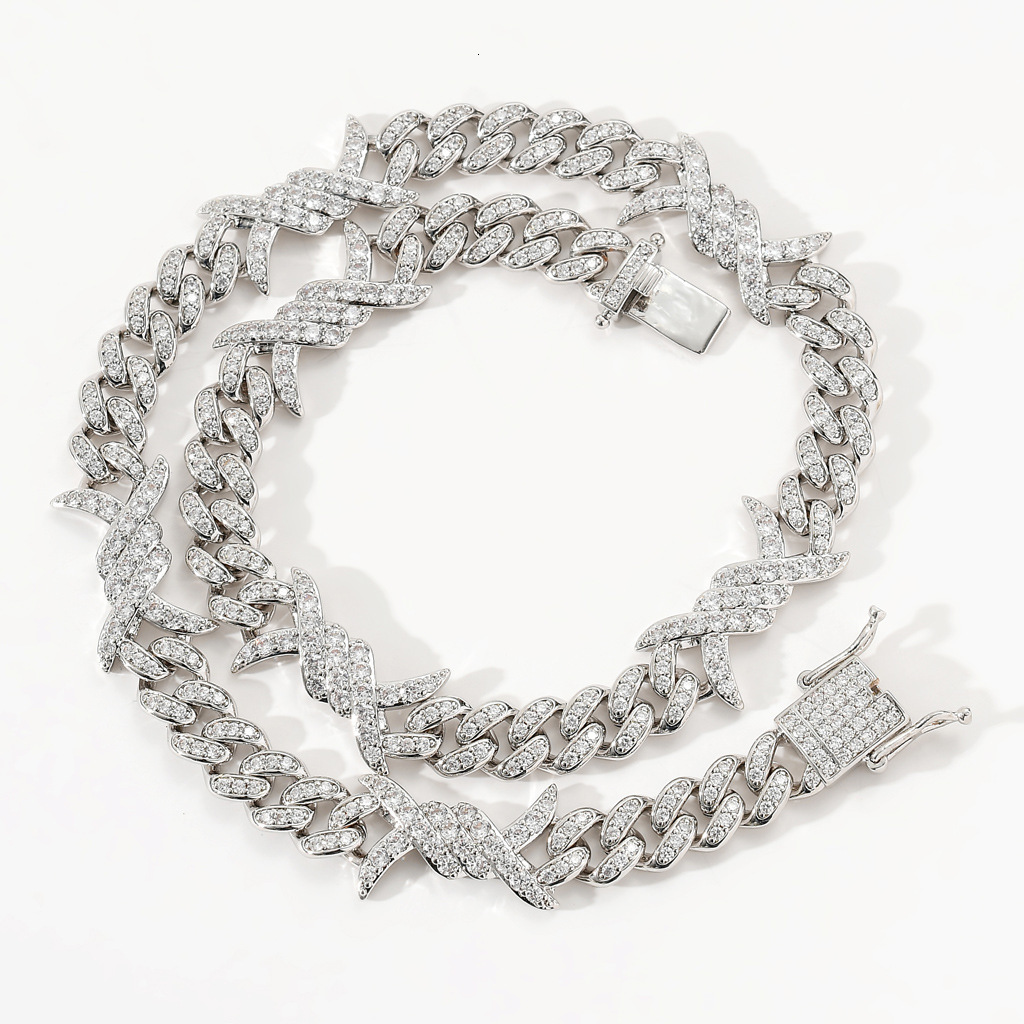New Thorn Cuban Chain Unisex Couple Choker Hiphop Iced Out Moissanite Accessory Pass the diamond tester