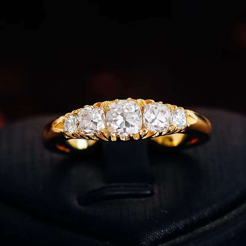 Fine Jewelry Moissanite Rings with Cushion Shape Lab White Moissanite S925 Sliver Yellow Gold Plated Unisex