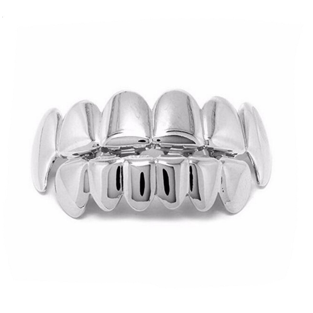 18K Gold Plated Vampire Fangs Hip Hop Grillz - Luxury Halloween Party Statement Rapper Costume Accessories