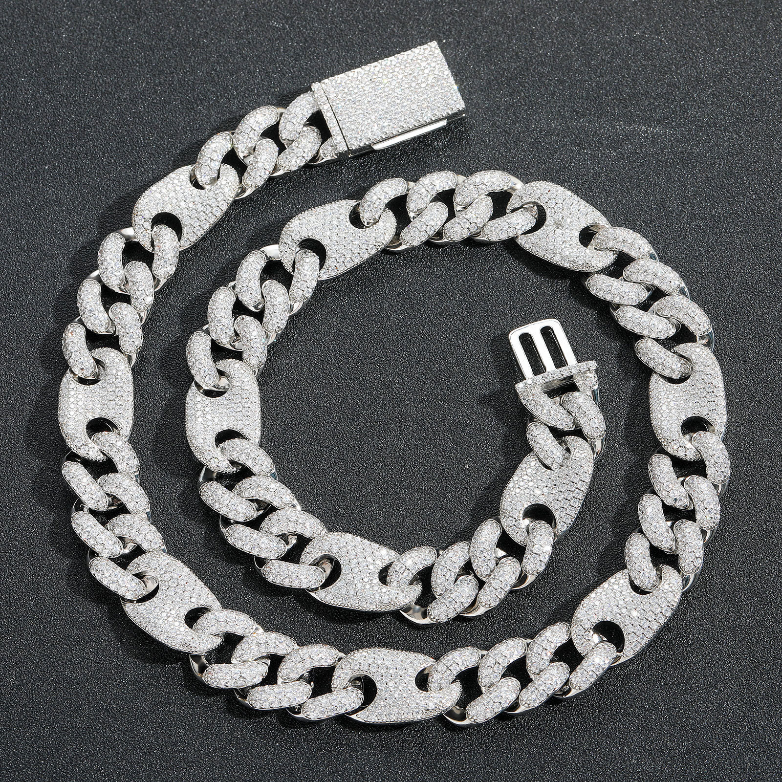 Hip Hop Moissanite Necklace 15MM Luxury Bubble Cuban Link Chain Trendy Men's Iced Out Premium Quality Accessory Pass the diamond tester
