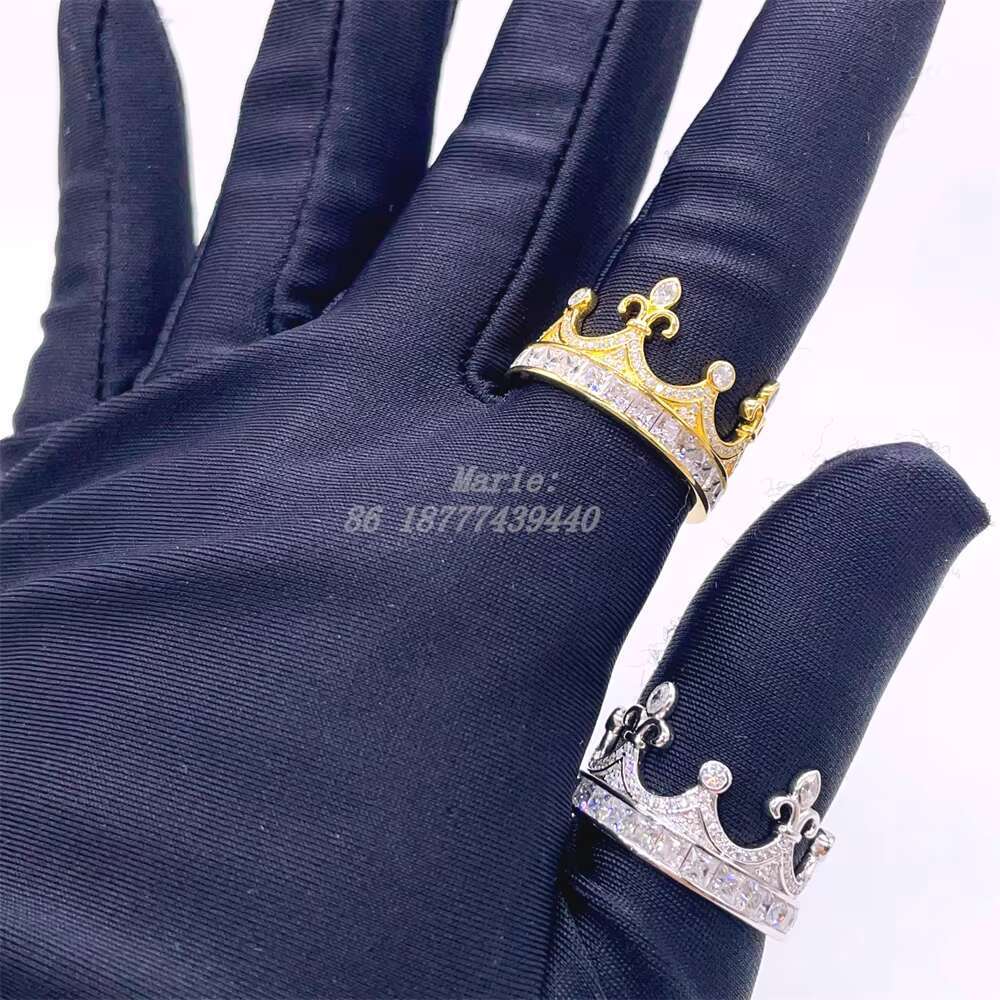 Crown Shape Fashion Jewelry 925 Siver Moissanite Pinky Finger Ring for Men Diamond Hip Hop Ring Iced Out Hip Hop Jewelry