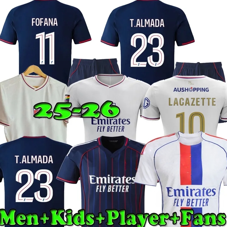 25/26 Maillot Lyon Soccer Jerseys 2024 2025 75-Year Olympique Lyonnais OL 3rd Fourth Shirts CHERKI Mikautadze Men Football Shirt Kids Kits Equipment