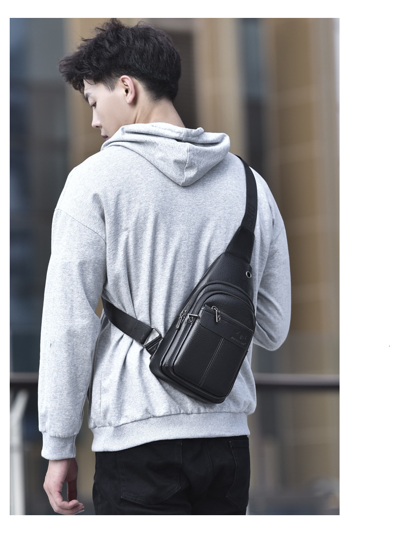 Free Shipping Designer Bag Men's Crossbody Bag Fashion Leather Chest Trendy Brand Backpack Luxury Large Capacity Shoulder Single