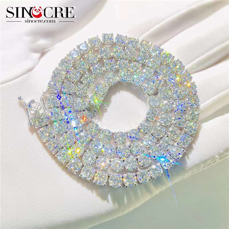Chic Unisex Jewelry: Durable 5 mm Moissanite Bead Tennis Chains