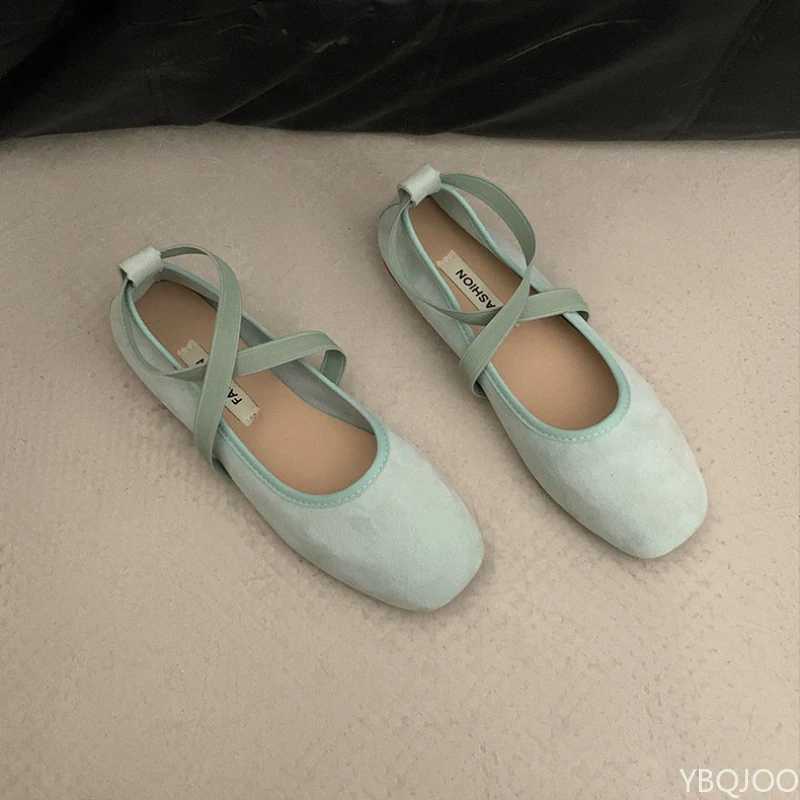 Ladies Ballet Shallow Flat Wens Mary Jane Shoes soft sole shoe Wen cross strap Flats Zapatos Mujer 2025 Y250629