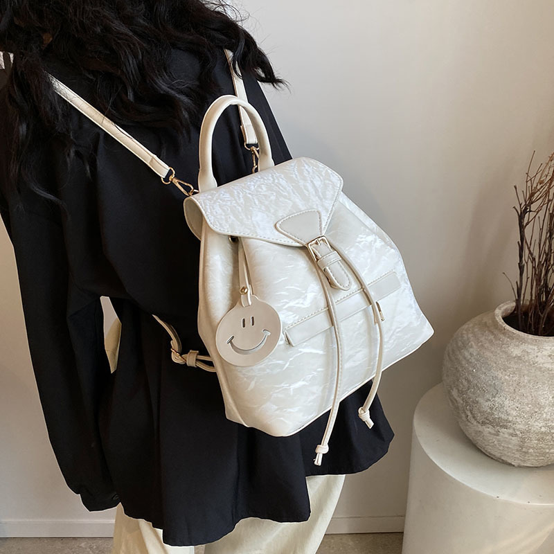 Double Shoulder Woven Texture Women's Backpack Free Shipping Designer Simple And Fashionable College Student Backpack Splicing Large Capacity Han