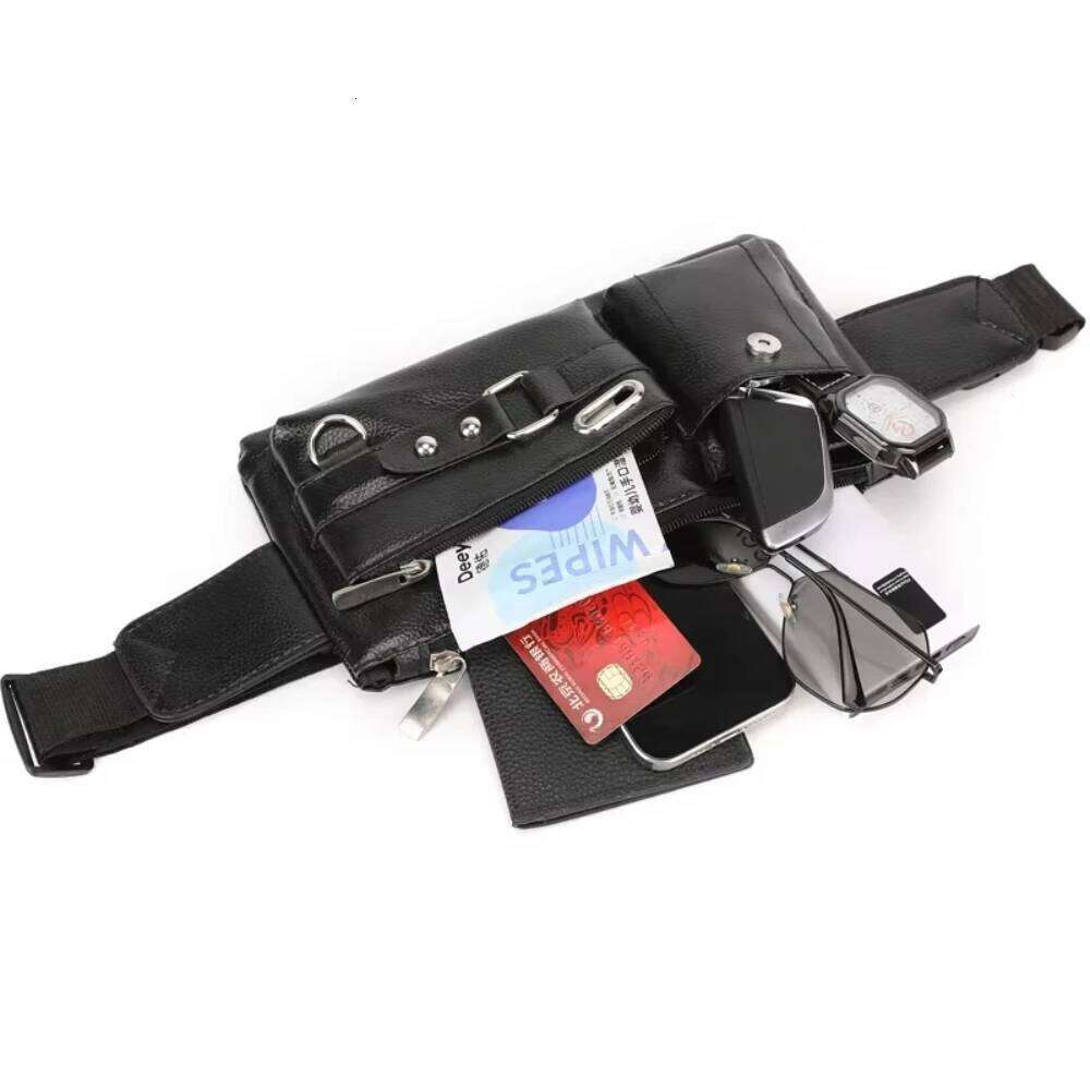 Trendy PU Leather Waterproof Waist Korean Lightweight Travel Casual Nylon Crossbody Bag
