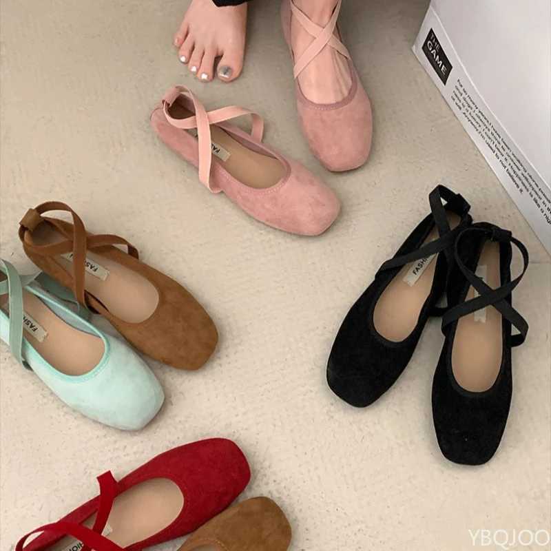 Ladies Ballet Shallow Flat Wens Mary Jane Shoes soft sole shoe Wen cross strap Flats Zapatos Mujer 2025 Y250629