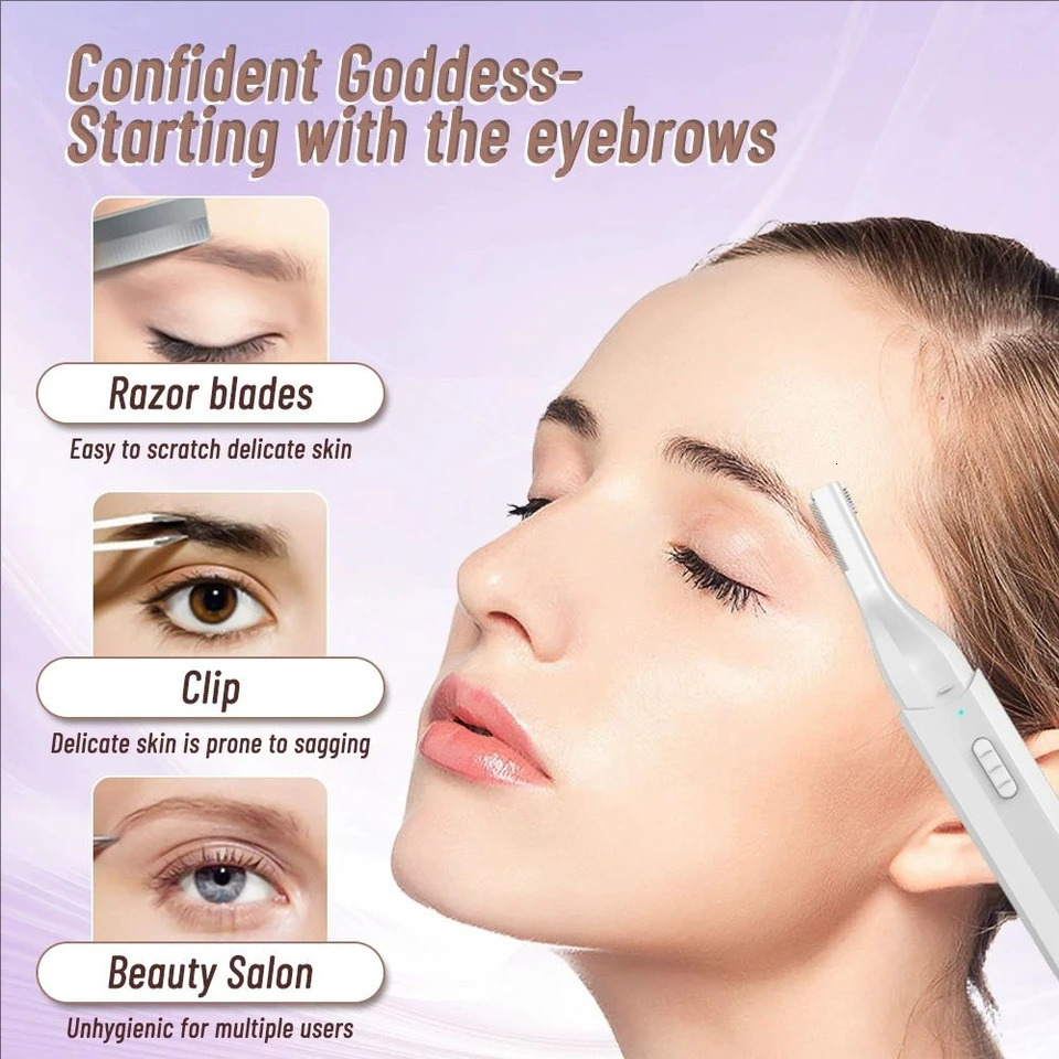 Professional Rechargeable Eyebrow Trimmer for Women - Painless Auto-Adjusting Facial Hair Remover Brow Grooming Kit 250627