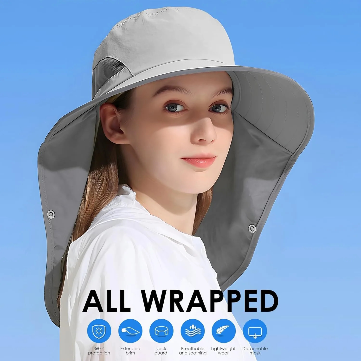 Outdoor Sun Hat Detachable Neck Face Flap UPF 50UV Protection Visor Fishing Hats with for Men Women y250625