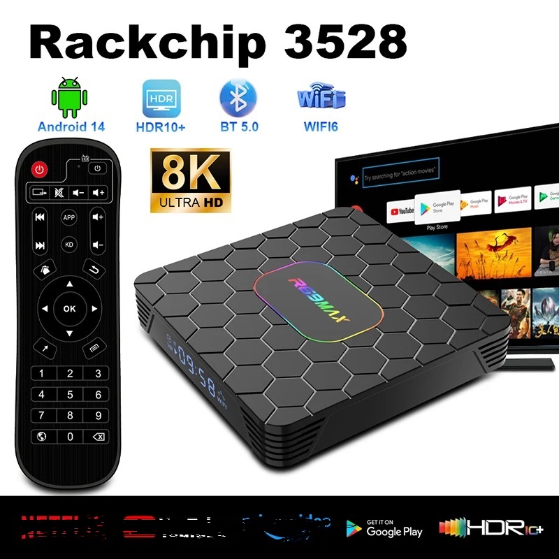 Android 14.0 TV BOX R69 Max RK3528 Google Wifi6 4GB 64GB Set Top Box Cortex A53 8K BT5.0 Media Player Dual Wifi 2.4G 5G PK MXQ