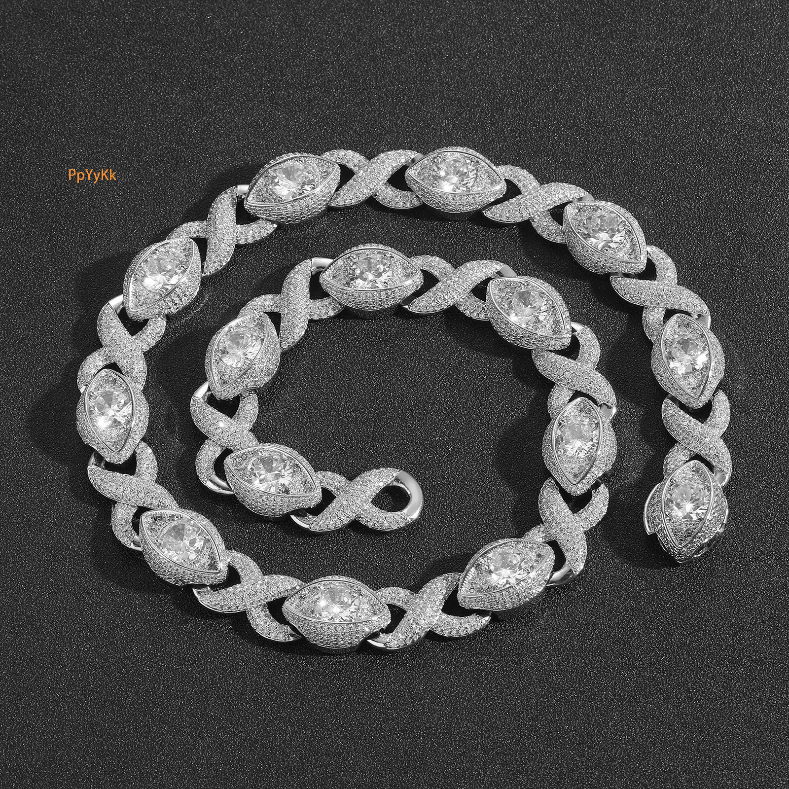 Luxury Jewelry Hip Hop 15MM Infinite Eye 8 Shape Cuban Chain Iced Out Bold Hip Hop Men's Bling Bling Necklace Pass the diamond tester