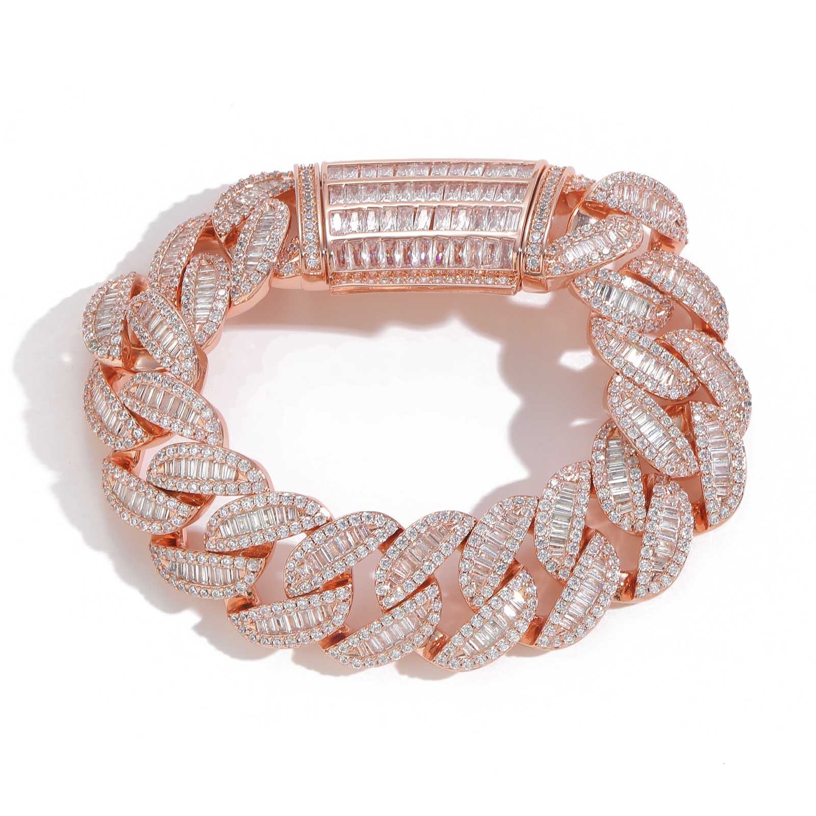 New 20mm Rose Gold Iced Out VVS Moissanite Miami Cuban Chain Heavy Duty Luxury Bling Bling Necklace Pass the diamond tester