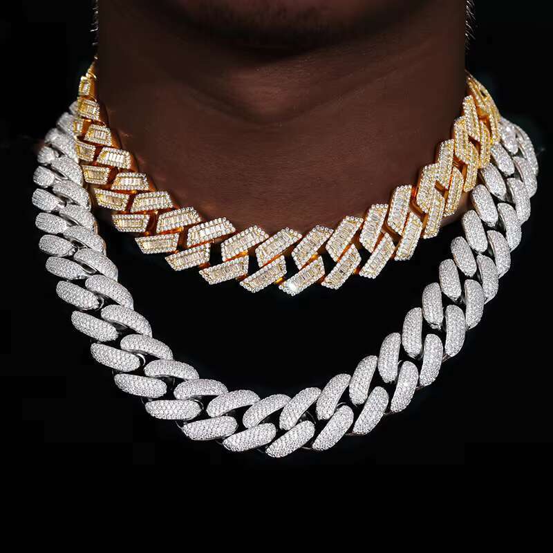 Luxury 20mm Hip Hop Moissanite Cuban Link Chain Gold Plated 925 Sterling Silver VVS Diamond Cuban Necklace