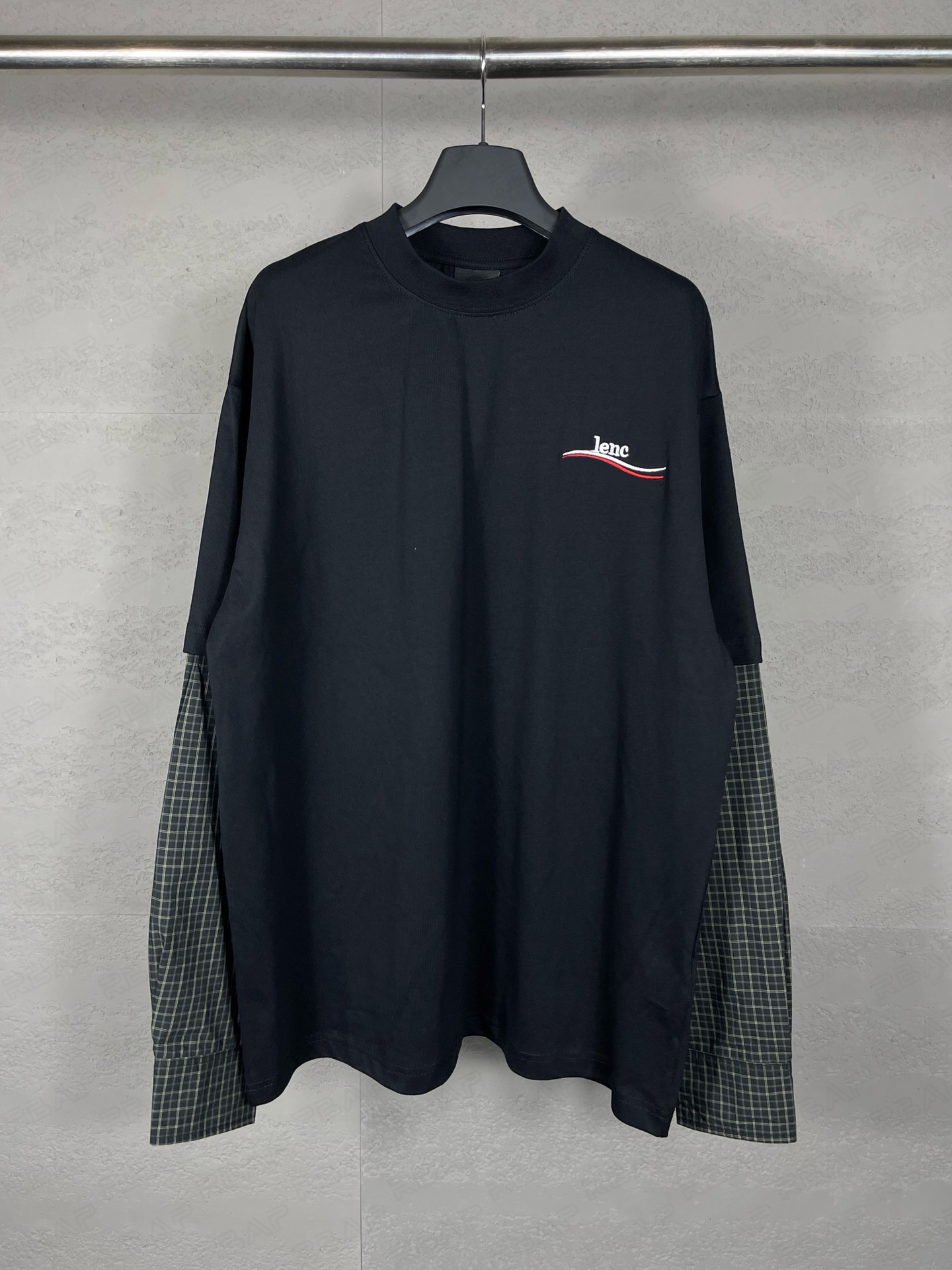 ba leniagaa Long sleeves shirts mens shirts Destroyed Detail Crewneck | Heavy Washed Cotton & Extended Sleeve Design