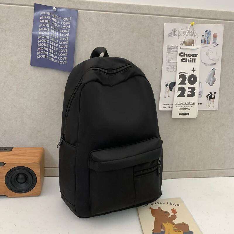 Simple Casual Backpack, Lightweight High School Student Bag, Versatile Solid Color Daypacks ForHangingOut