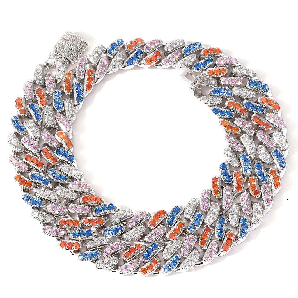 New Hip Hop 12mm 4 Color Moissanite Cuban Chain Hiphop Accessory High Quality Pass the diamond tester