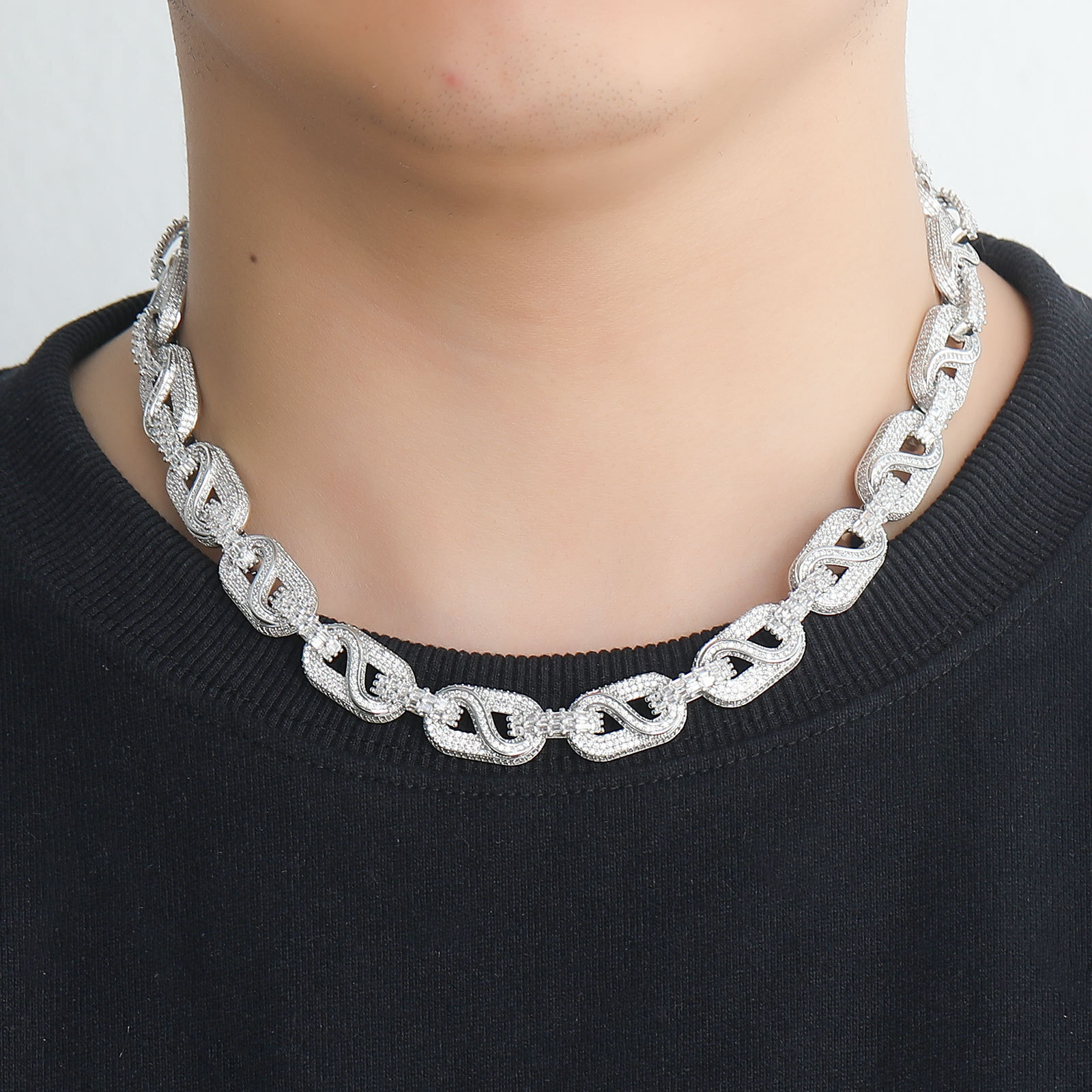 Luxury Moissanite New Iced Out Circular Necklace Trendy Hip Hop Men's Jewelry Pass the diamond tester
