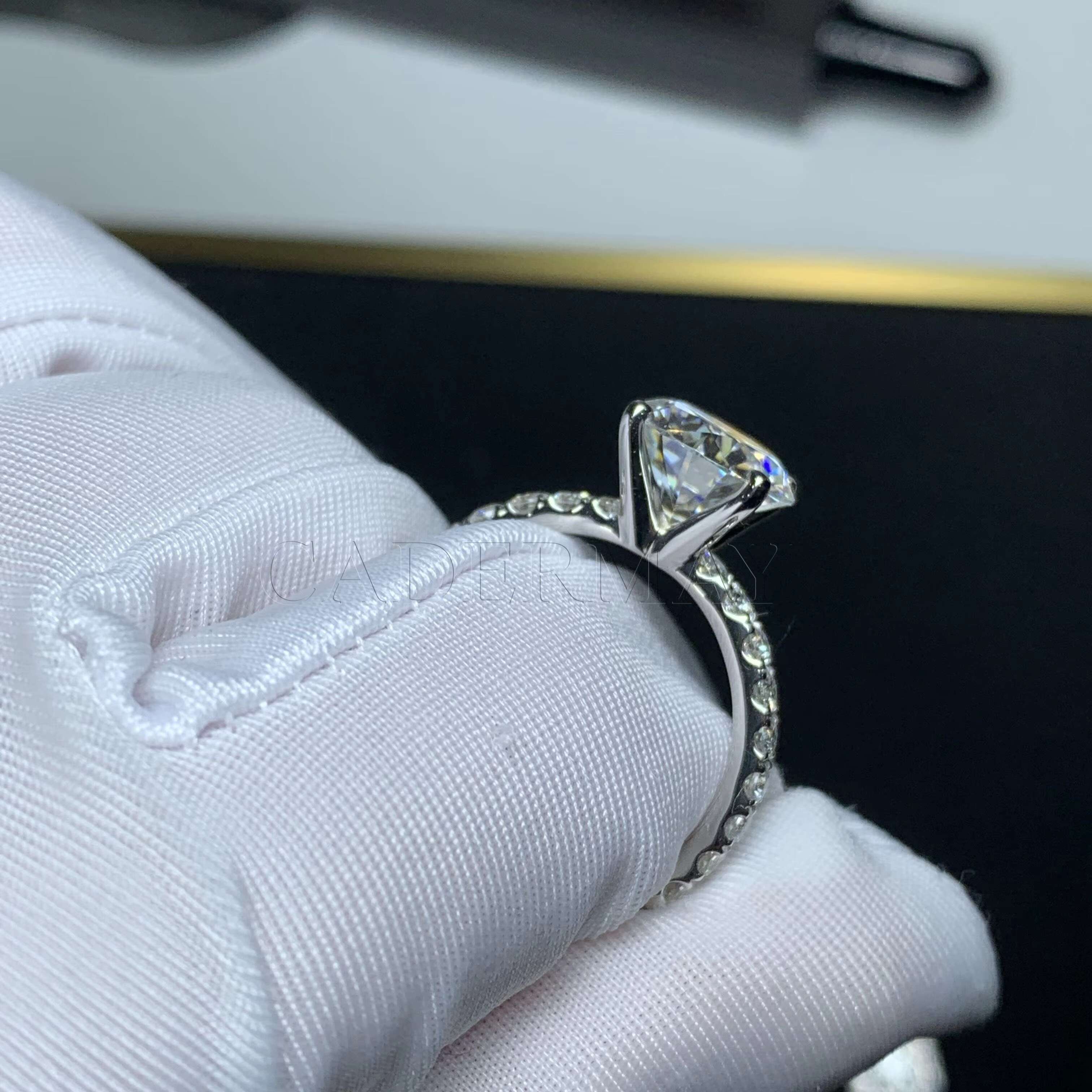 Luxury Moissanite Jewelry Round Elegant 14K Women Ring Big Rings Jewelry Women Vvs 10mm Moissanite Ring