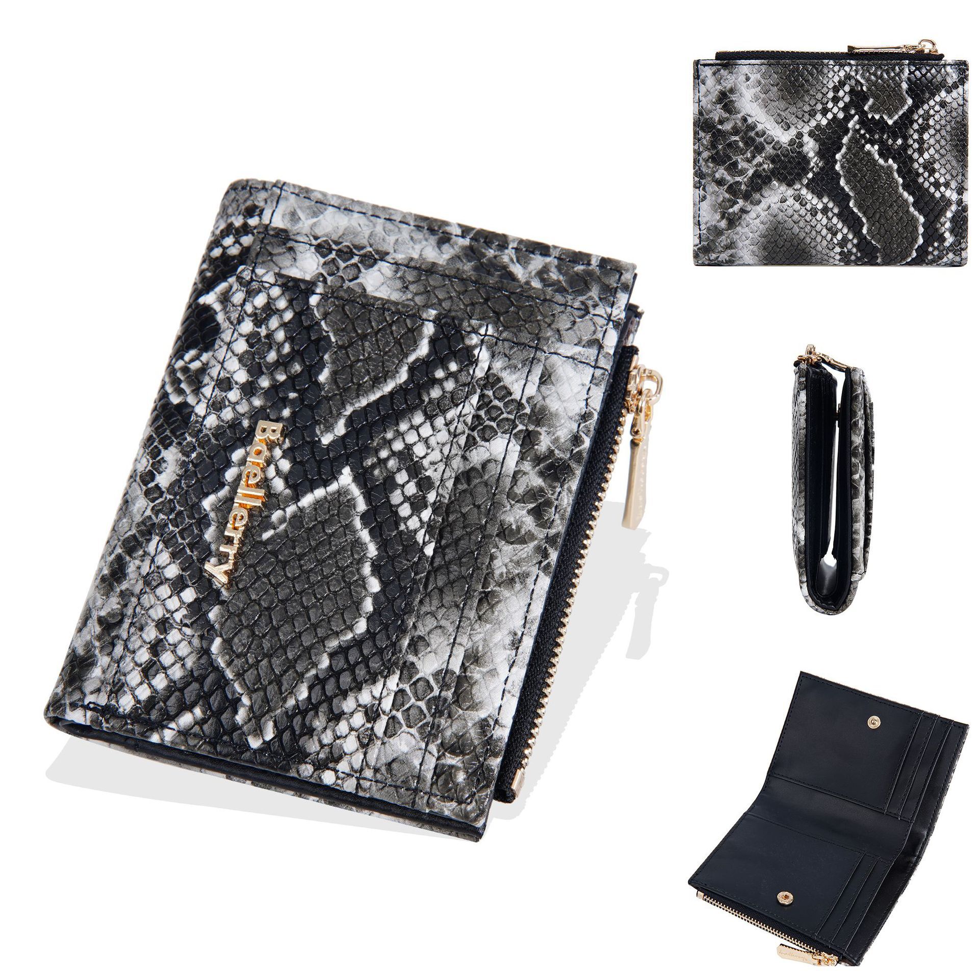 Free shipping 2025 new designer bag New Baellerry Women's Wallet Cross-border Fashion Snake Pattern Short Multi-card Slot Zipper High-end Coin Pu