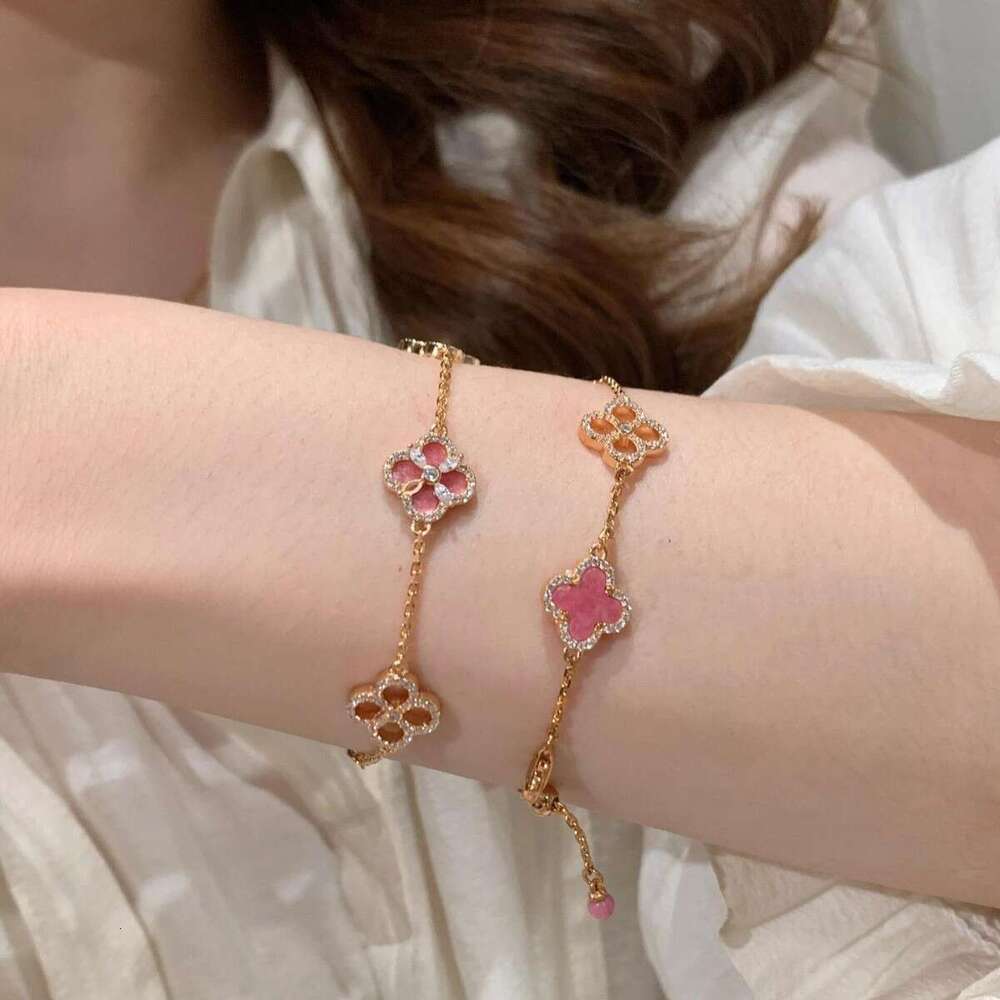 designer Link Chain Adjustable Clover Bracelet Rose Gold Color Ladies Double Layer Women Jewelry Free ShipmentLink