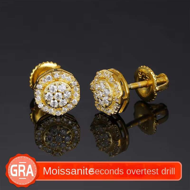 S925 Sterling Silver D Color Moissanite Earrings High Fashion Premium Stock Sugar Rock Ear Jewelry Small Size