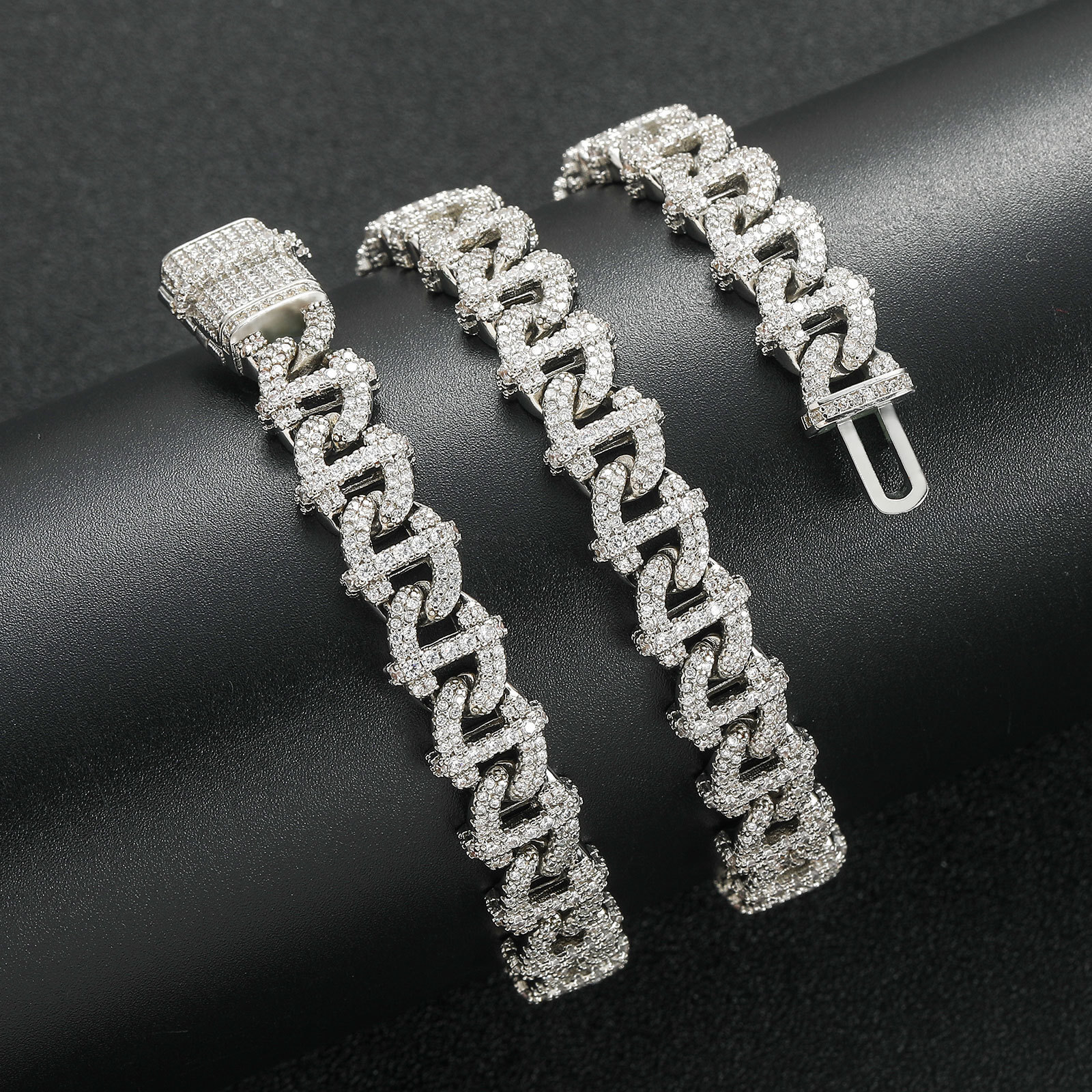 New Hip Hop 10mm Iced Out Cuban Chain Geometric Men Necklace VVS Moissanite Luxury Pass the diamond tester