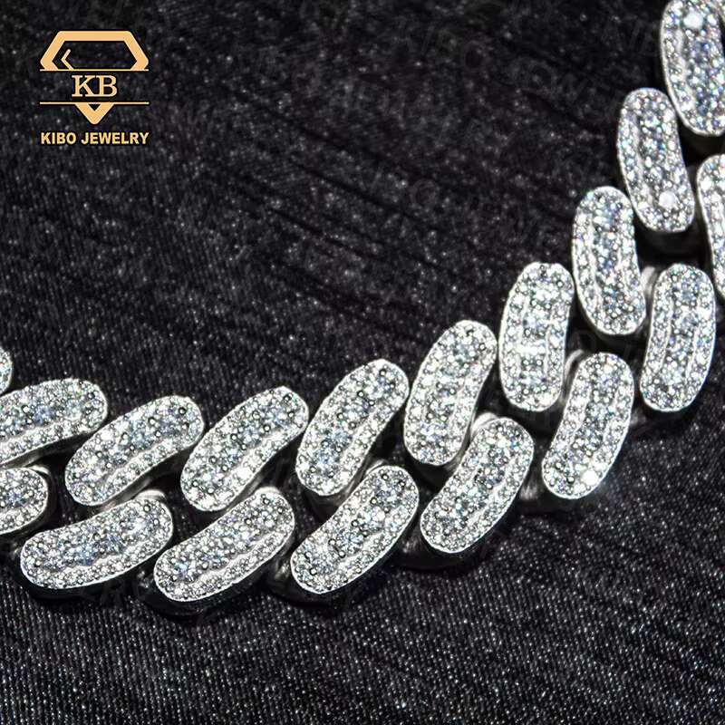 Hip Hop Chains VVS Moissanite 925 Sterling Silver White Gold Plated Iced Out 22mm VVS1 LAB Moissanite Bracelet Cuban Link Chain