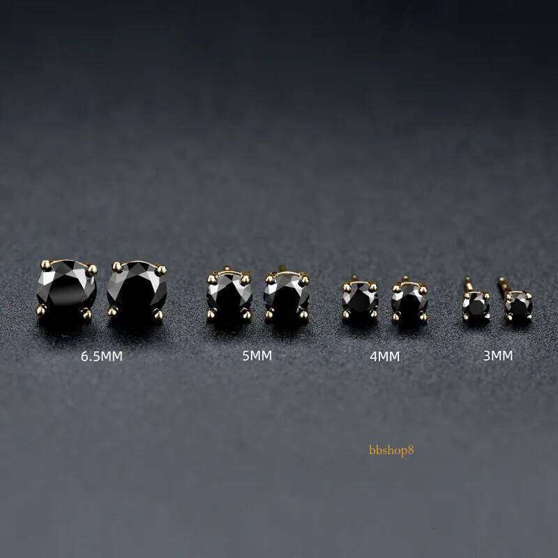 Stud Earrings Anziw Sparkle Real Moissanite Black Dia Sier Gold Ear Piercing Jewelry For Women Men Gifts 3mm/4mm/5mm