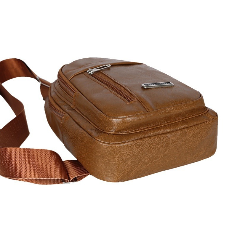 Free Shipping Designer Bag 2025 New Men's Bag PU Chest Trendy Crossbody Luxury Factory Wholesale Dropshipping Solid Color Front Backpack