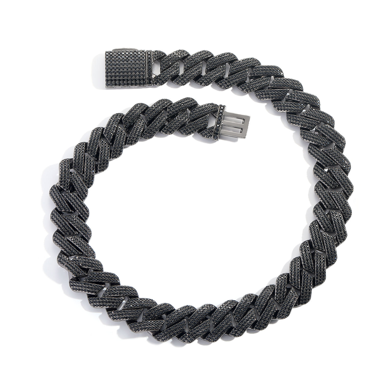 Hip Hop Black Moissanite 10-13-15-20mm Diamond Cut Cuban Chain Streetwear Luxury Bling Bling Necklace Pass the diamond tester