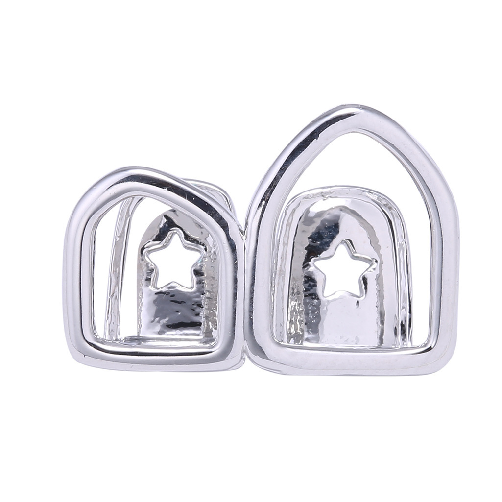 New Arrival 18K Gold Plated Hollow Pointed Fangs Hip Hop Grillz Stylish Luxury Cosplay Rapper Costume Accessories