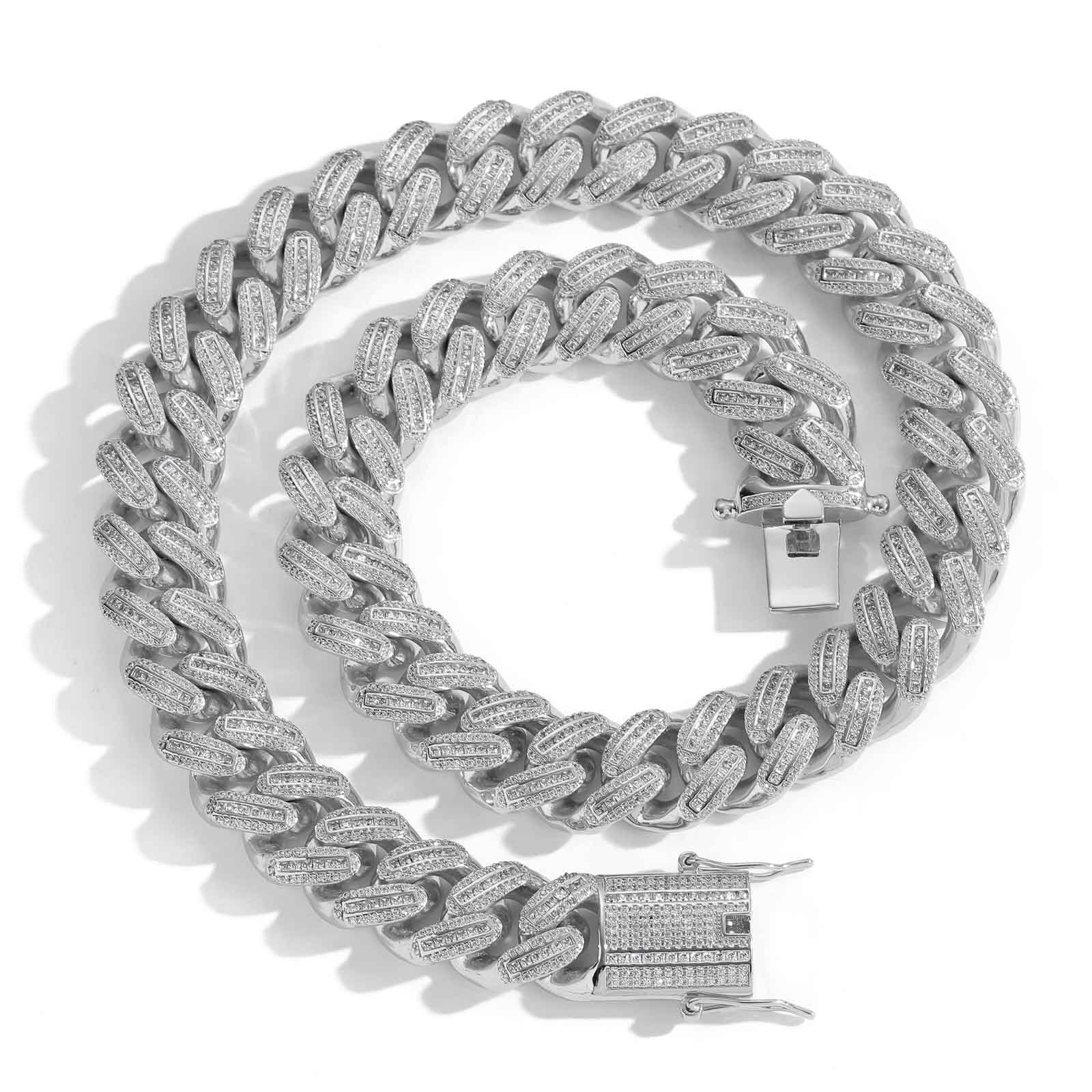 Men's Hip Hop 18mm VVS Moissanite Iced Out Miami Cuban Chain Luxury Necklace Pass the diamond tester
