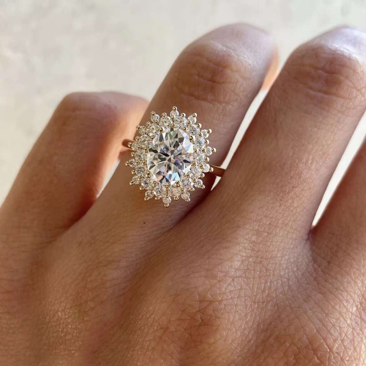 14K Solid Gold Oval l Lab Grown Diamond Engagement Ring 2 CT VVS1 Lab Diamond Jewelry Wedding Women Lab Diamond Ring