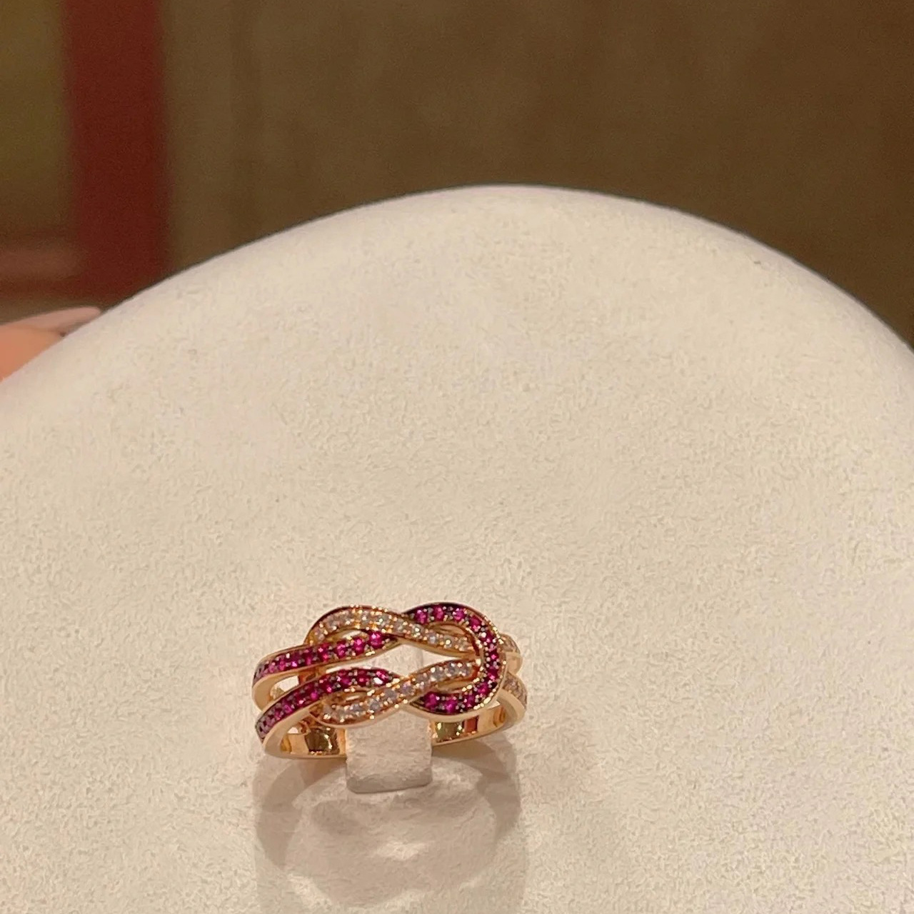 ic twist designer for women girls lovely charm red stone zircon letters rose gold elegant wedding engagement ring jewelry Free shipping