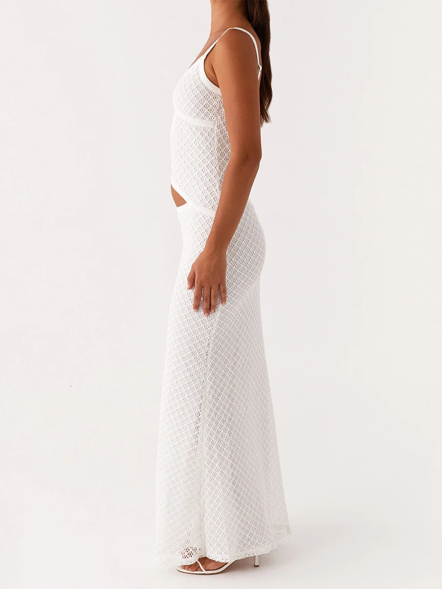 Elegant Women s Sleeveless Spaghetti Strap Bodycon Dress with Chic Hollow Out n and Fit Silhouette 250624
