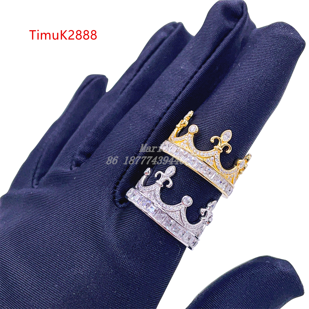 Crown Shape Fashion Jewelry 925 Siver Moissanite Pinky Finger Ring for Men Diamond Hip Hop Ring Iced Out Hip Hop Jewelry