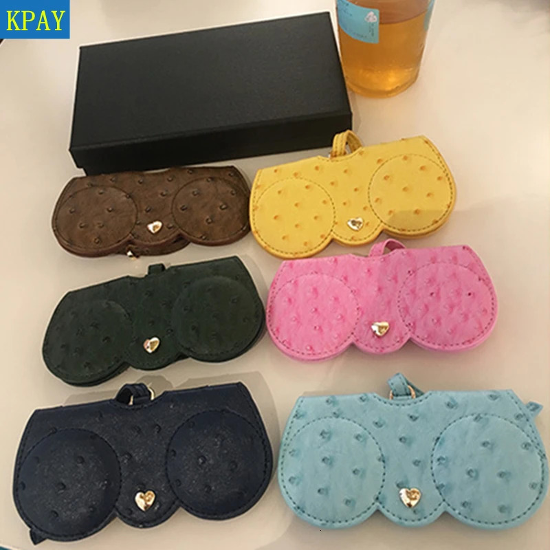Ostrich Pattern PU Leather Glasses Bag Multi-function Eyeglasses Case Cover Women Sunglasses Storage Protection Ins Eyewear Bags 250626