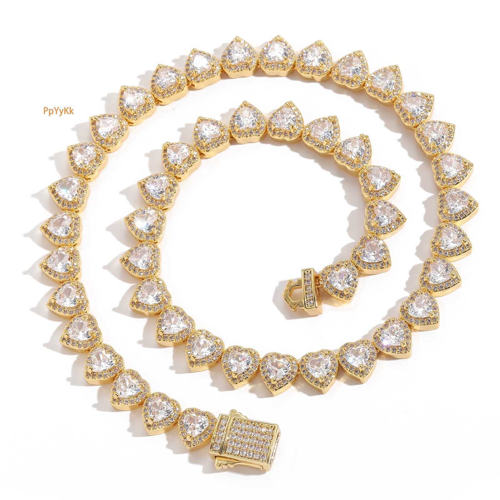 Luxury Jewelry Moissanite Hip Hop 10mm Heart Icy Sugar Chain Spring Clasp Versatile Fashion Unisex Bling Bling Necklace Pass the diamond tester