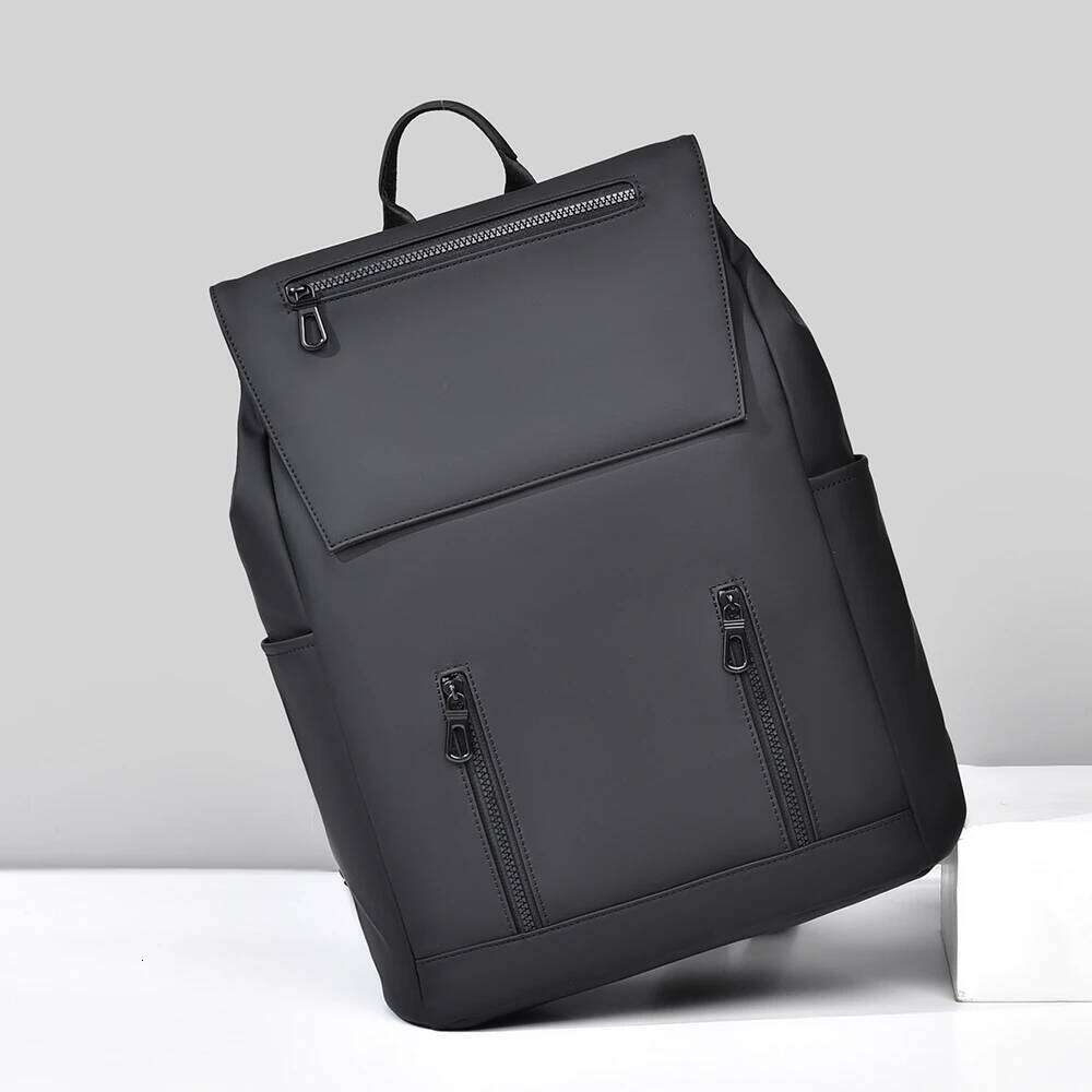 Men's work waterproof expandable backpack, black 15.6 laptop backpack