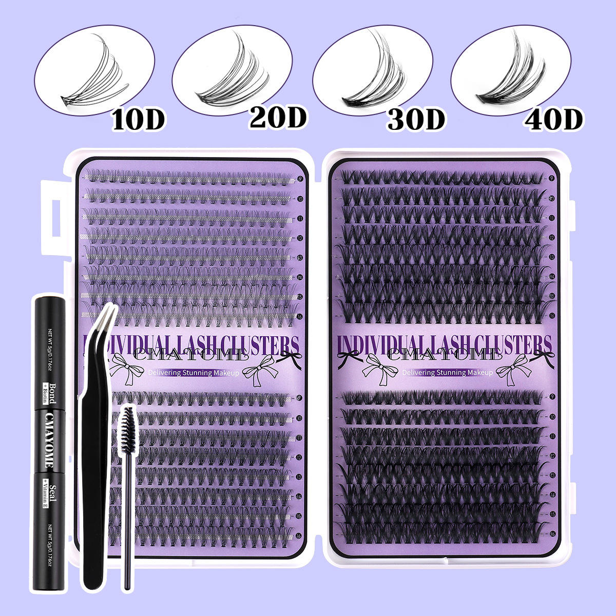 DIY Individual Eyelashes 640Pcs Cluster Lashes Kit with Lash Bond & Seal Handmade Reusable DIY Segmented Eyelash Extensions Grafted Lashes