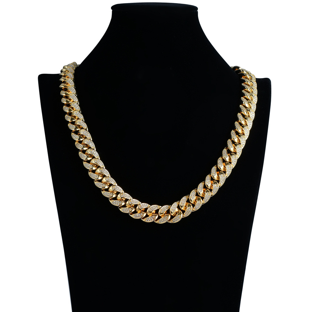 New Hiphop Men Cuban Link Chain 18mm 3D Iced Out VVS Moissanite Water Wave Necklace Pass the diamond tester