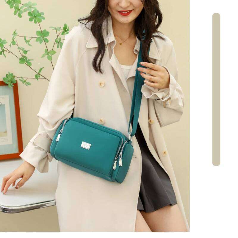 New nylon cloth simple fashion wide shoulder strap crossbody bag large capacity lightweight small square bags