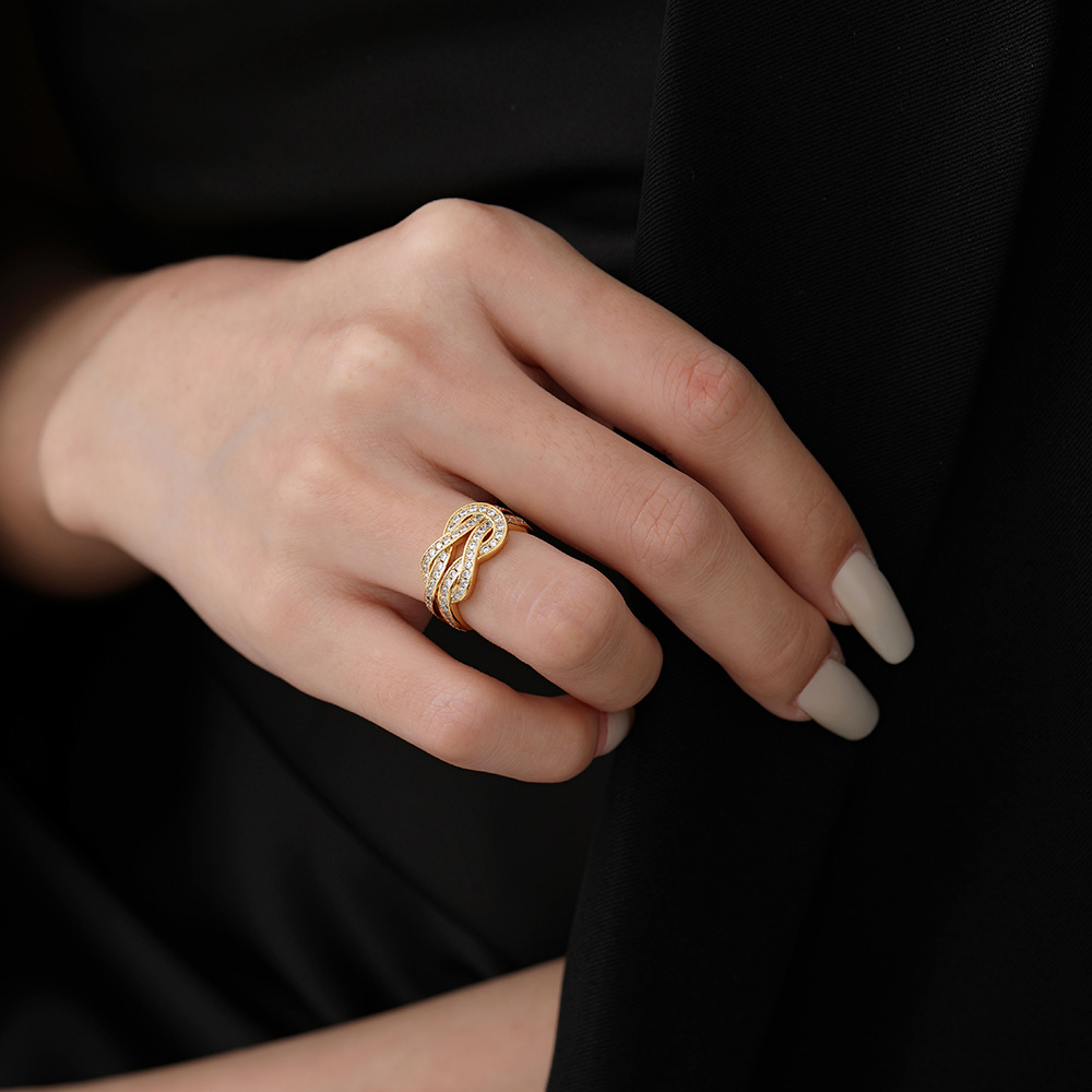ic twist designer band fow women men unisex rose gold sier shine crystal zircon full dia geometry charm rings engagement ring jewelry Free shipping