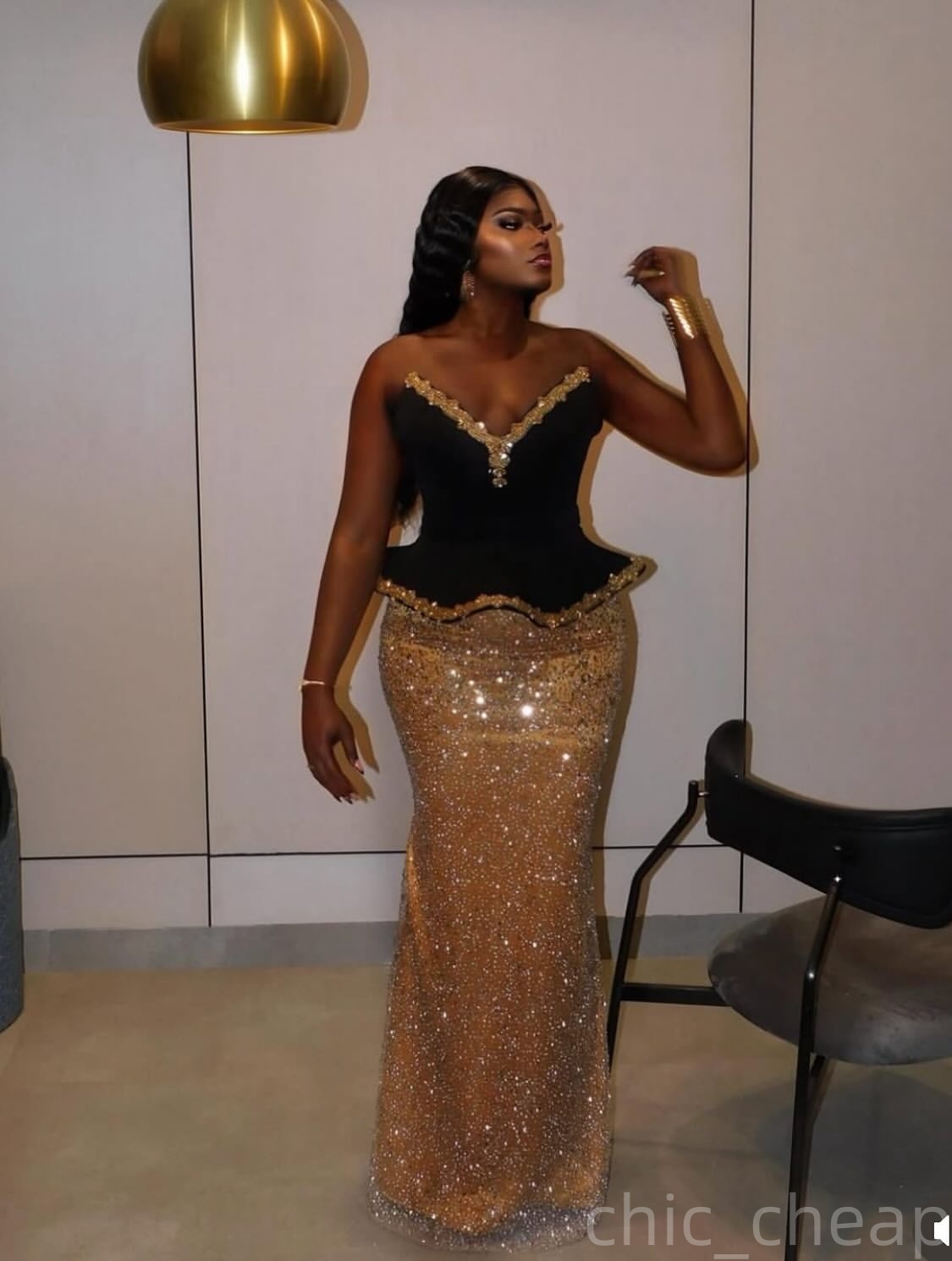 Gold Mermaid Prom Dresses 2025 Crystals Sequined Sweetheart Evening Formal Party Second Birthday Engagement Gowns Plus Size Dress For Special Occasion