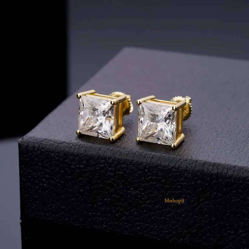2025 Designer Top Men's 10k Plated Sier Pin VVS Moissanite Real Gold Earrings Jewelry Fashion Gifts