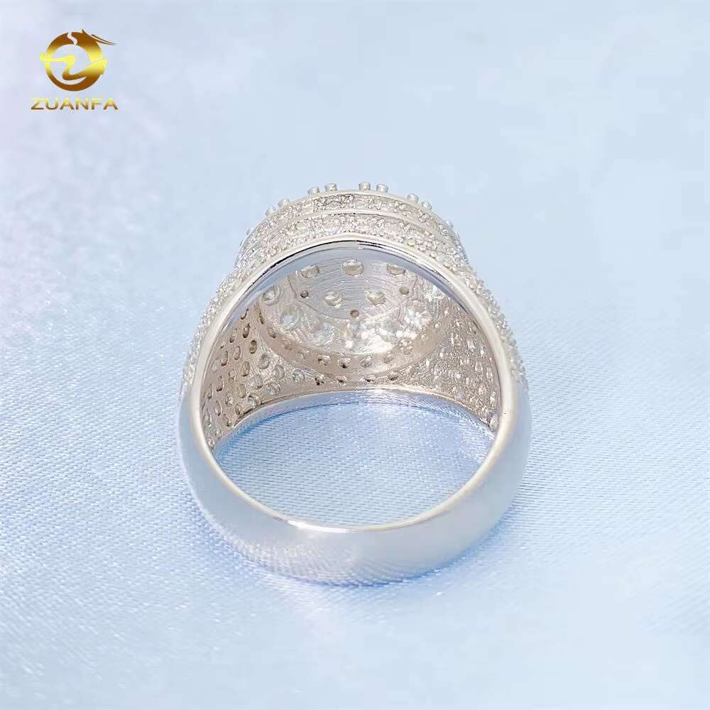 ZUANFA Fashion Jewelry Flower Design Hip Hop Ring 925 Sterling Silver VVS Moissanite Men Women Diamond Ring