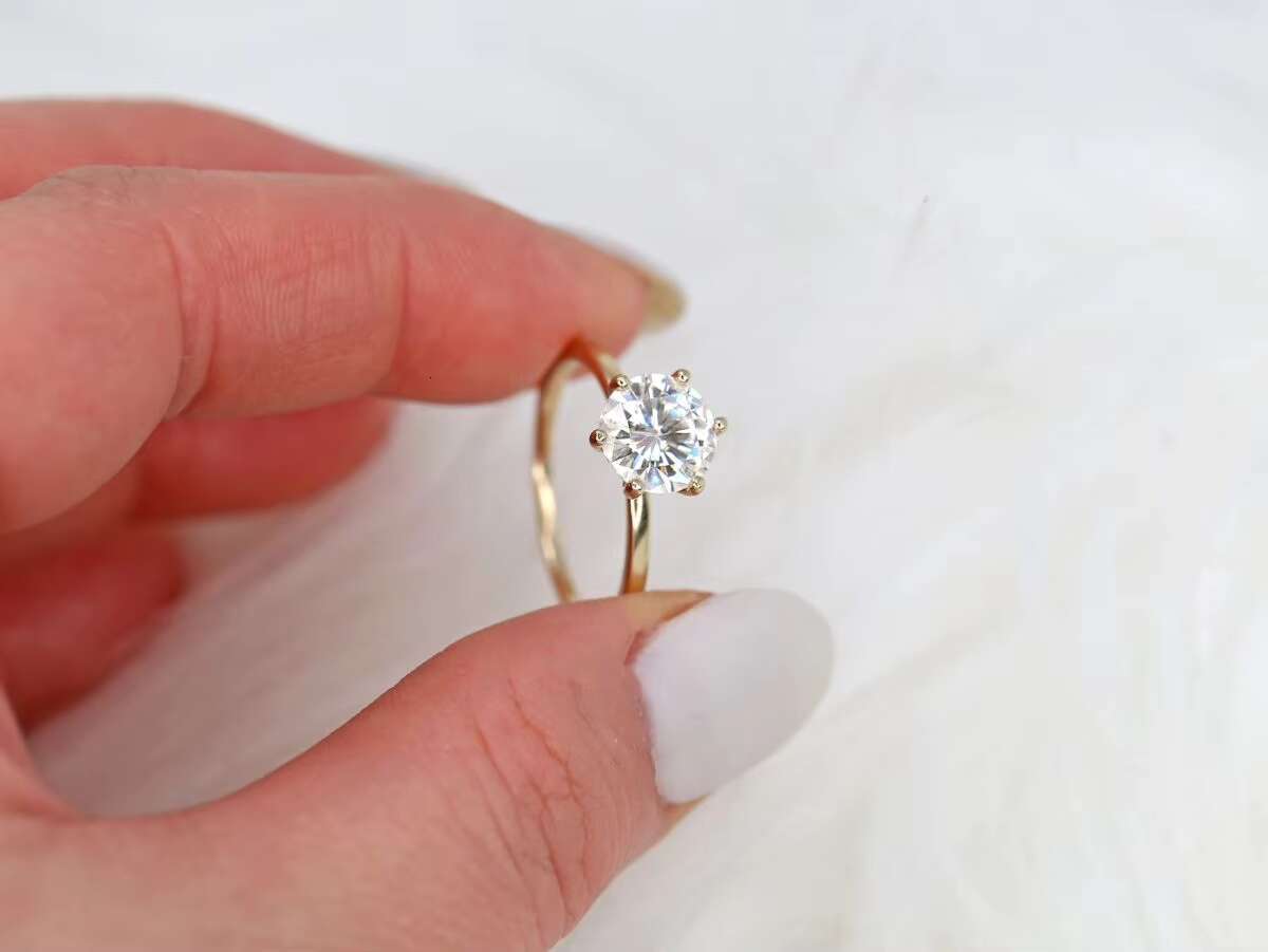 Mind Blowing Natural Moissanite Women Special Ring With 14k Solid Yellow Gold Spicily Made for Women and Bride Girl Special Gift