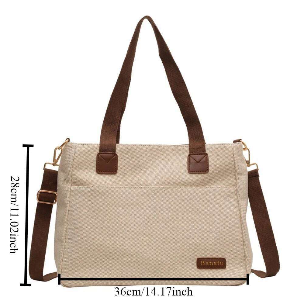 New trend canvas large-capacity fashion wild shoulder bag senior texture classroom commuting Tote bags
